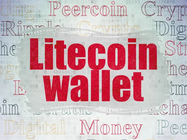 Cryptocurrency Concept Geschilderde Rode Tekst Litecoin Portemonnee Digitale Data Papier — Stockfoto