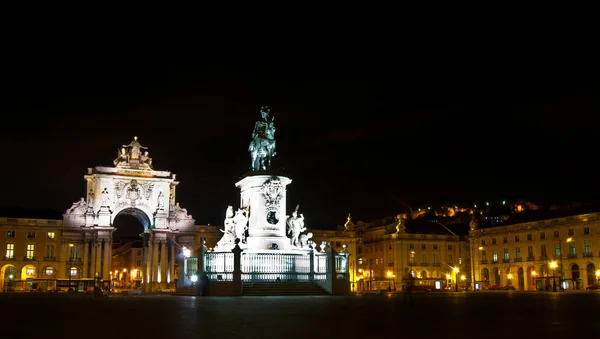 Praca Comercio Lisboa Iluminada Noite — Fotografia de Stock