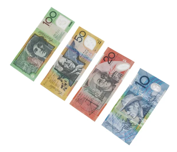 Australisches Geld Auf Weißem Hintergrund — Stockfoto