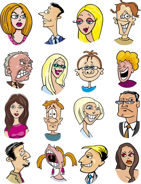 Cartoon Illustratie Van Verschillende Mensen Personages Emoties — Stockfoto