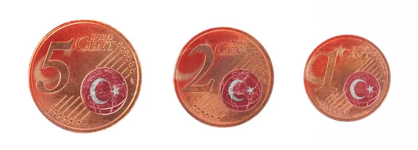 Concepto Unión Europea Céntimos Euro Bandera Turquía —  Fotos de Stock