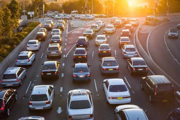 Voitures Coincées Dans Circulation Une Intersection — Photo