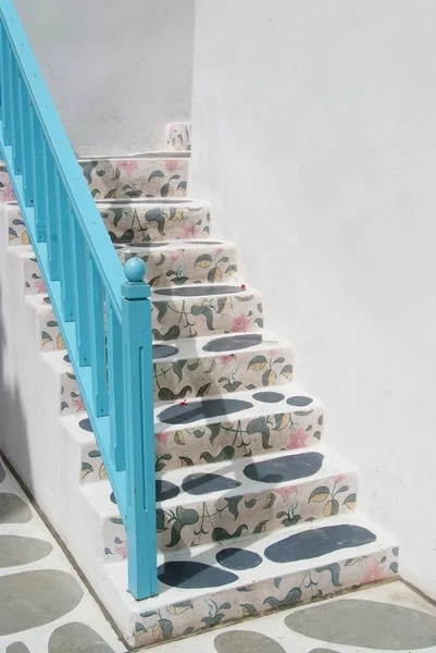 Vintage Stair Building Greek Style Decorative Painting Foor — Stock Photo, Image