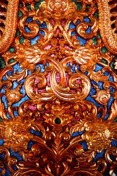 Dettaglio Dell Antico Motivo Decorato Thai Che Include Lavori Artigianali — Foto Stock