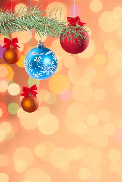 Navidad Colorido Fondo Festivo Con Bolas Cinta Tarjeta Vacaciones Lugar — Foto de Stock
