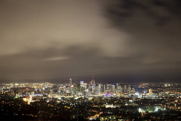Foto Panorámica Brisbane Una Noche Nublada —  Fotos de Stock