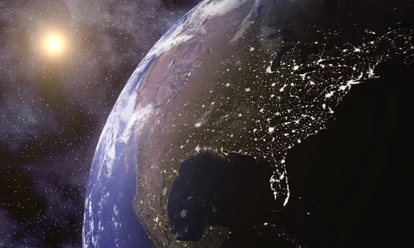 Föld Űrben 004 Föld Bolygó Térben Város Fények Látható Keleti — Stock Fotó