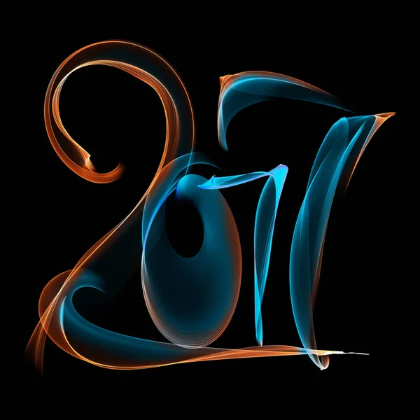 Szczęśliwego Nowego Roku 2017 Liczb Cyfr Napisane Ognia Płomień Światła — Zdjęcie stockowe