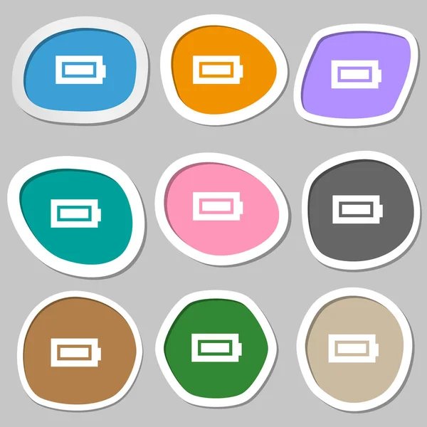 Bateria Símbolos Ícone Totalmente Carregado Adesivos Papel Multicoloridos Ilustração — Fotografia de Stock