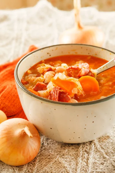 Winter Bean Soup Background Close — Stock Photo, Image