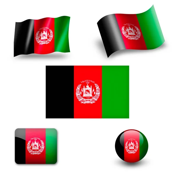 Afganistan Bayrağı Icon Set — Stok fotoğraf