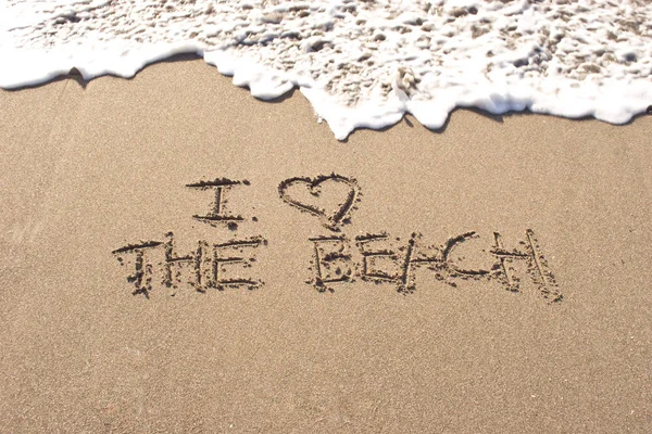 Love Beach Written Sand Haumoana Beach Hawke Bay New Zealand — Stock Photo, Image