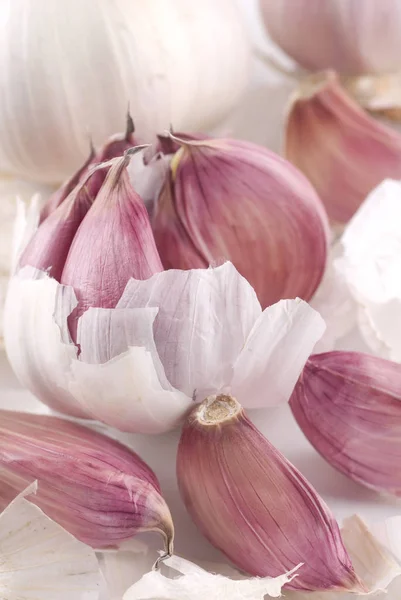 Peeling Garlic Close Background — Stock Photo, Image
