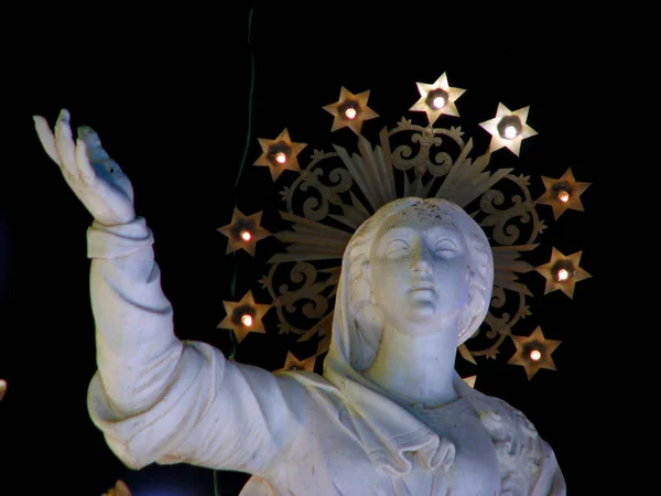 Detail Stone Statue Assumption Our Lady Church Square Ghaxaq Malta — Stock Photo, Image