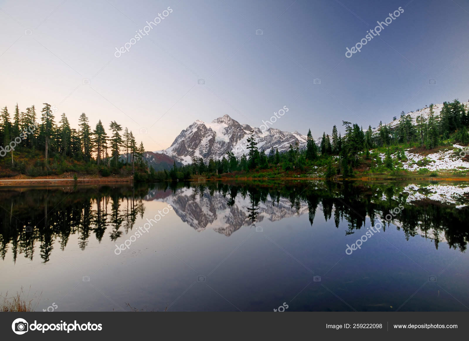 Shuksan Sunset Clear Day Projecting Crystal Clear Mirror Image
