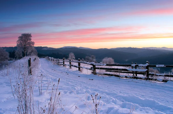 Salida Del Sol Las Montañas Invierno Salida Del Sol Las — Foto de Stock