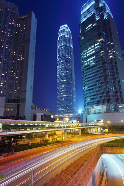 Traffico Attraverso Centro Hong Kong Notte — Foto Stock