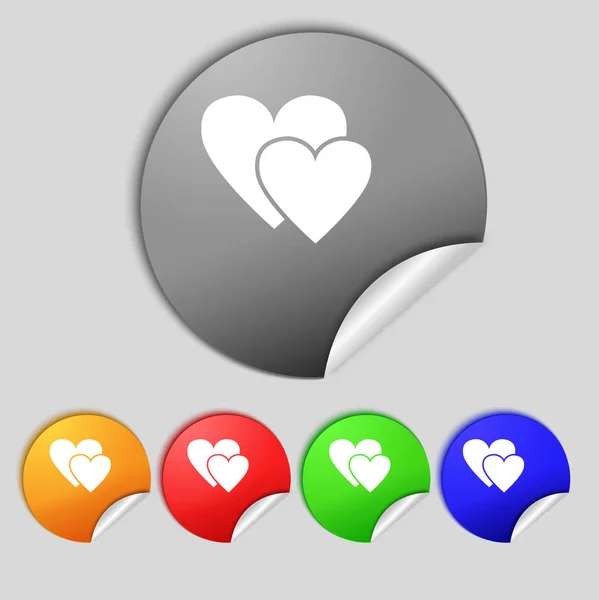 Icona Del Segno Cardiaco Simbolo Amore Impostare Pulsanti Colur Illustrazione — Foto Stock