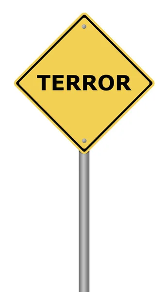 Yellow Warning Sign Text Terror — 스톡 사진
