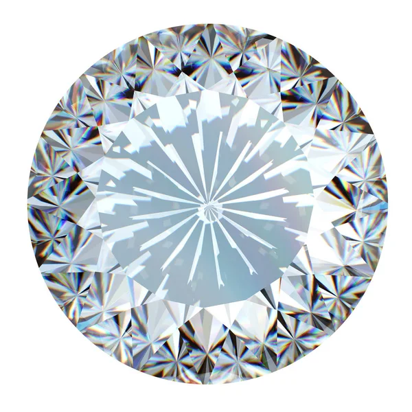Kulatý Brilantní Střih Diamant Perspektiva Izolované Bílém Pozadí — Stock fotografie