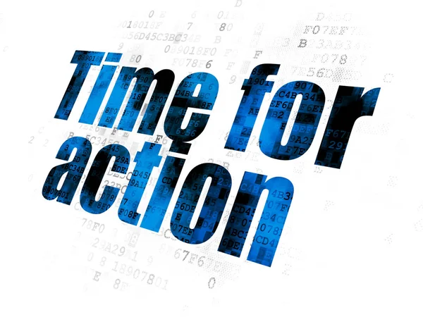 Timeline Concept Pixelated Blue Text Time Action Digital Background — Stock Photo, Image