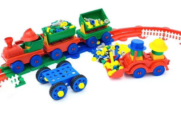 Toy Color Plastic Railway White Background — Stock Photo, Image