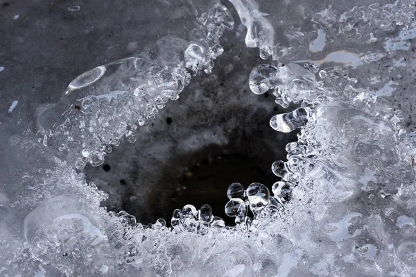 Bizarre Forms Frozen Water Craters — Stock Photo, Image