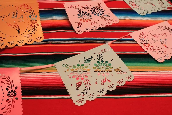 Mexique Poncho Serape Fond Fiesta Cinco Mayo Décoration Bunting Drapeaux — Photo