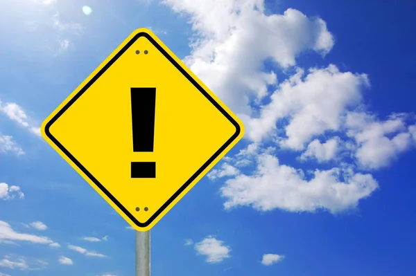 Attention Concept Exclamation Mark Yellow Traffic Sign — Stock Photo, Image