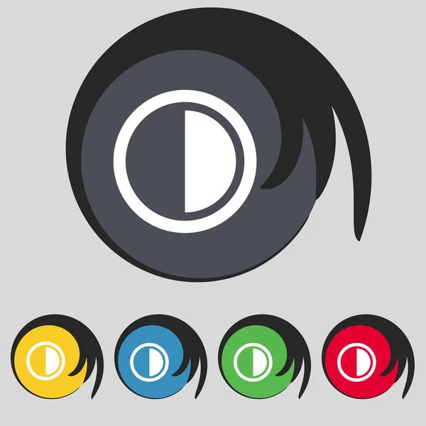 Contrast Icon Sign Symbol Five Colored Buttons Illustration — Stock Photo, Image