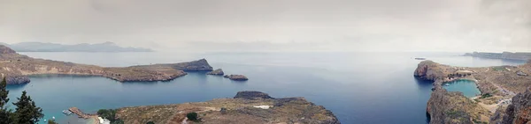 Teluk Lindos Dan Panorama Teluk Paul Pulau Rhodes Yunani — Stok Foto