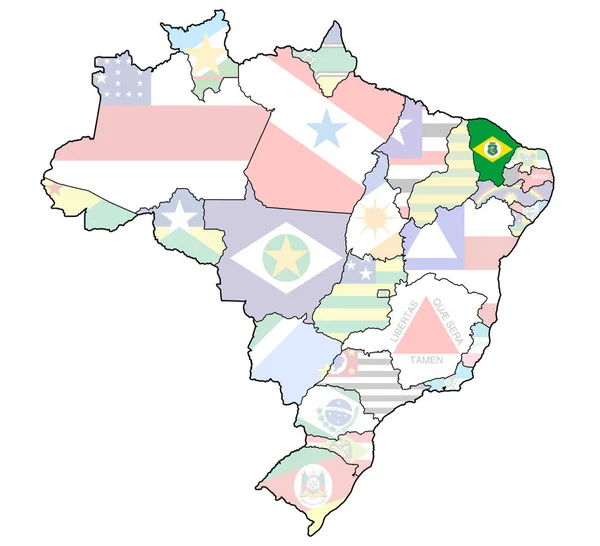 Ceará Mapa Admistração Brasil Com Bandeiras — Fotografia de Stock