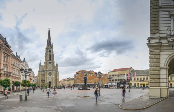 Novi Sad Sérvia 2018 Vista Panorâmica Praça Principal Novi Sad — Fotografia de Stock