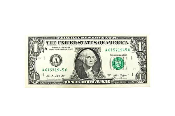 Fechar Dólar Isolado Fundo Branco — Fotografia de Stock