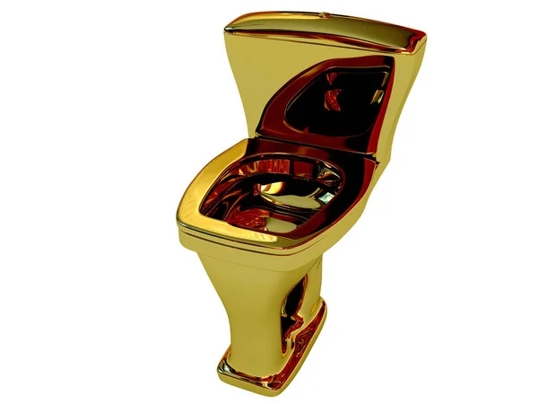 Золотой Туалет Белом Фоне — стоковое фото