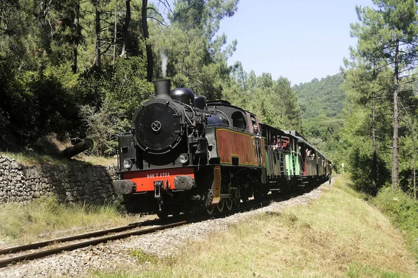 Kis Turisztikai Gőz Anduze Saint Jean Gard Megy Vonat Csak — Stock Fotó