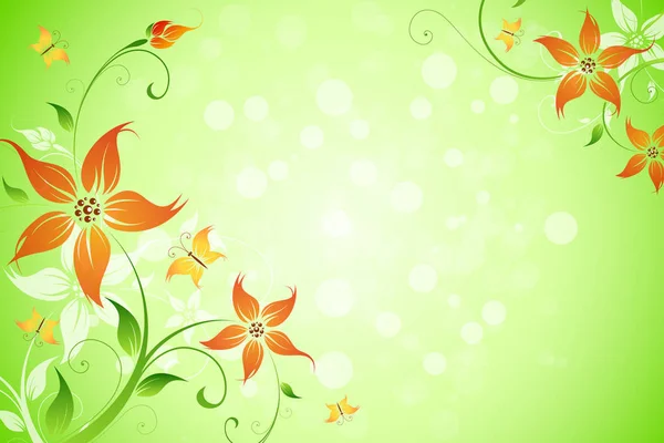 Floral Bakgrund Med Gnistrar Grön Färg — Stockfoto