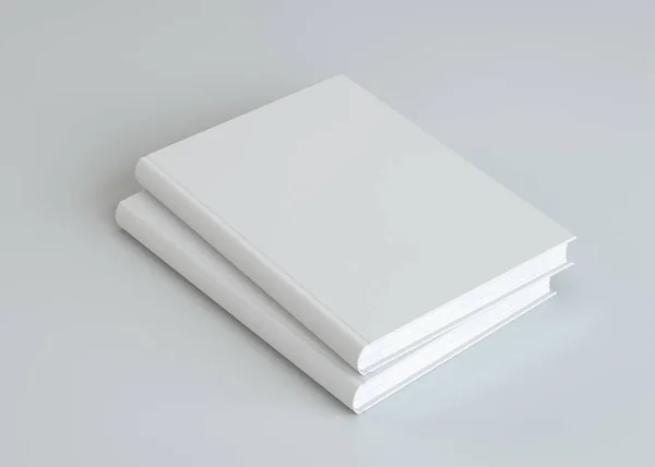 Dwie Puste Białe Książki Renderowania Makieta Termplate — Zdjęcie stockowe