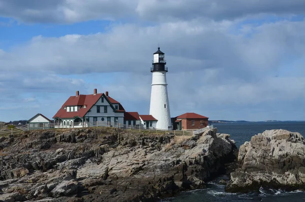 Famoso Portland Cabeça Luz Largo Costa Maine — Fotografia de Stock