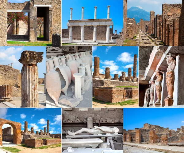 Collection Photos Pompeii Italy Eruption Buried City Preserving Details Life — Stock Photo, Image
