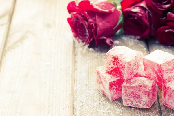 Deliciosa Delicia Turca Con Sabor Flor Rosa —  Fotos de Stock