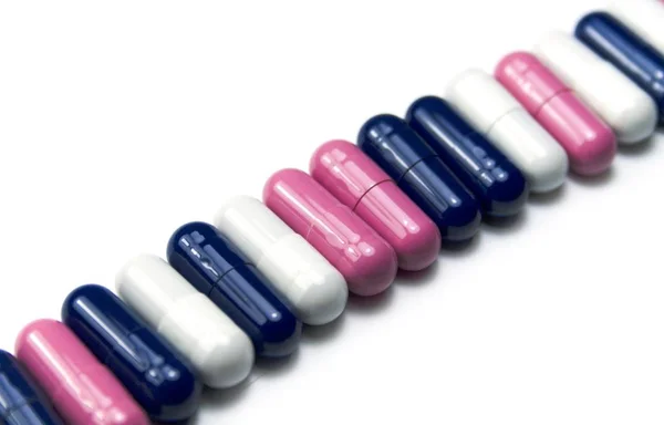 Blue White Pink Capsules — Stock Photo, Image