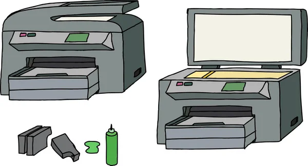 Alles Één Printer Scanner Kopieermachine Met Inktcartridges — Stockfoto