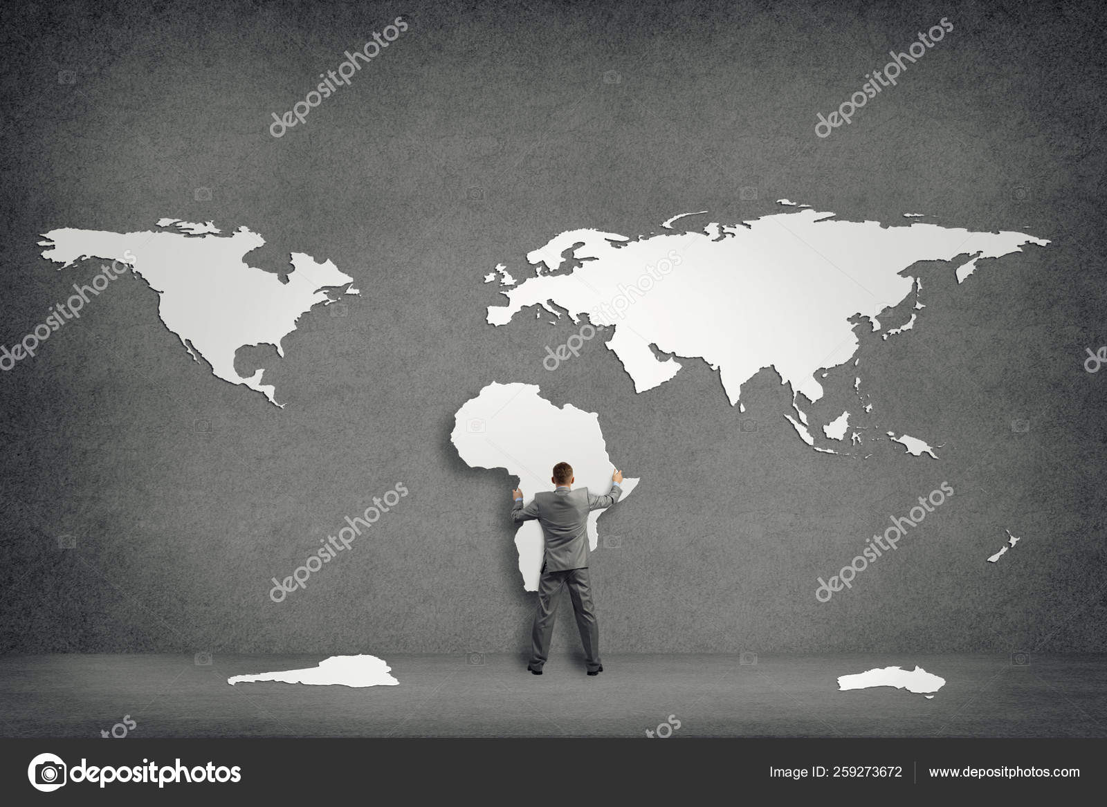 Empresario Adhiere Pared Los Continentes Sostiene Continente