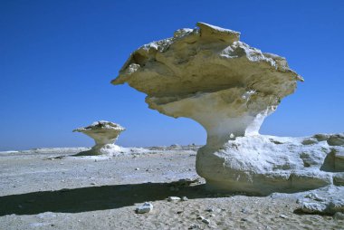 Mushroom shaped rock. Egypt white desert. clipart