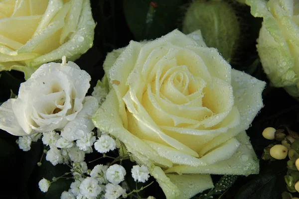 Gota Rocío Blanco Rosa Ramo Boda — Foto de Stock