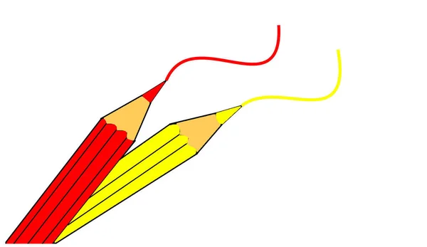 Dwa Czerwone Żółte Ołówki — Zdjęcie stockowe
