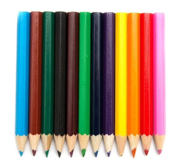 Lápices Color Aislados Sobre Fondo Blanco Cerca — Foto de Stock