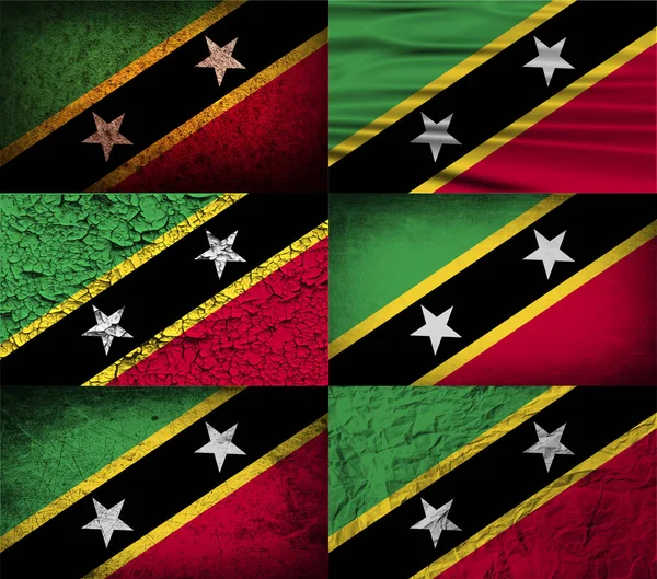 Bandiera Saint Kitts Nevis Con Vecchia Texture Illustrazione — Foto Stock