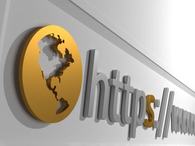 Https - An addressbar containing the start of a domain. The letters https:// clipart